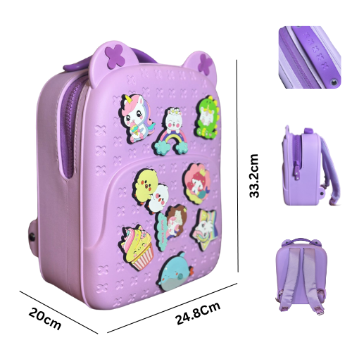 Waterproof Cartoon Kids Backpack-Purple
