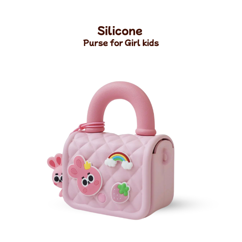 Silicone Kids Sling Bag with 3D Badges Pink
