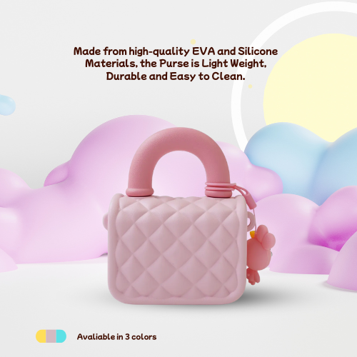 Silicone Kids Sling Bag with 3D Badges Pink