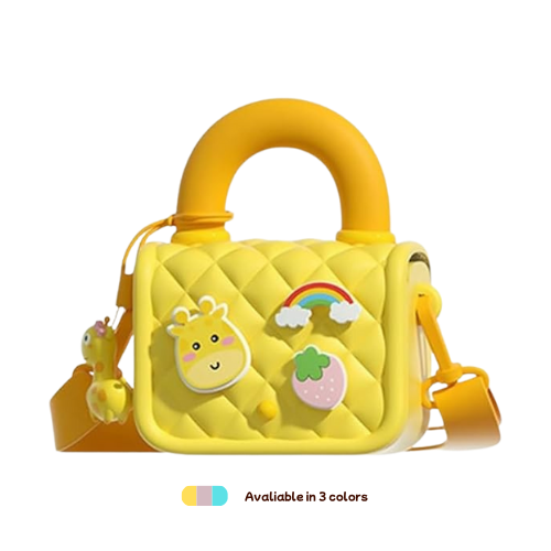 Silicone Kids Sling Bag with 3D Badges Yellow