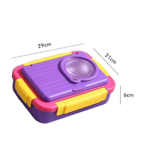 Steel Bento Lunch Box Purple, 5-Compartment