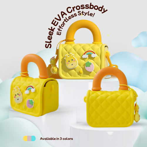 Silicone Kids Sling Bag with 3D Badges Yellow