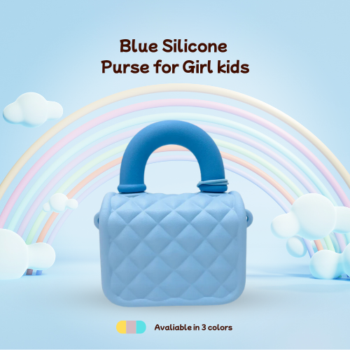 Silicone Kids Sling Bag with 3D Badges Blue