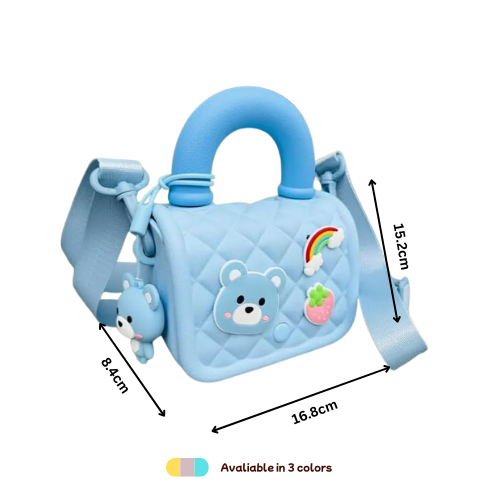 Silicone Kids Sling Bag with 3D Badges Blue
