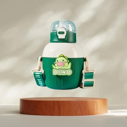 Insulated Stainless Steel Water Bottle Green Dino