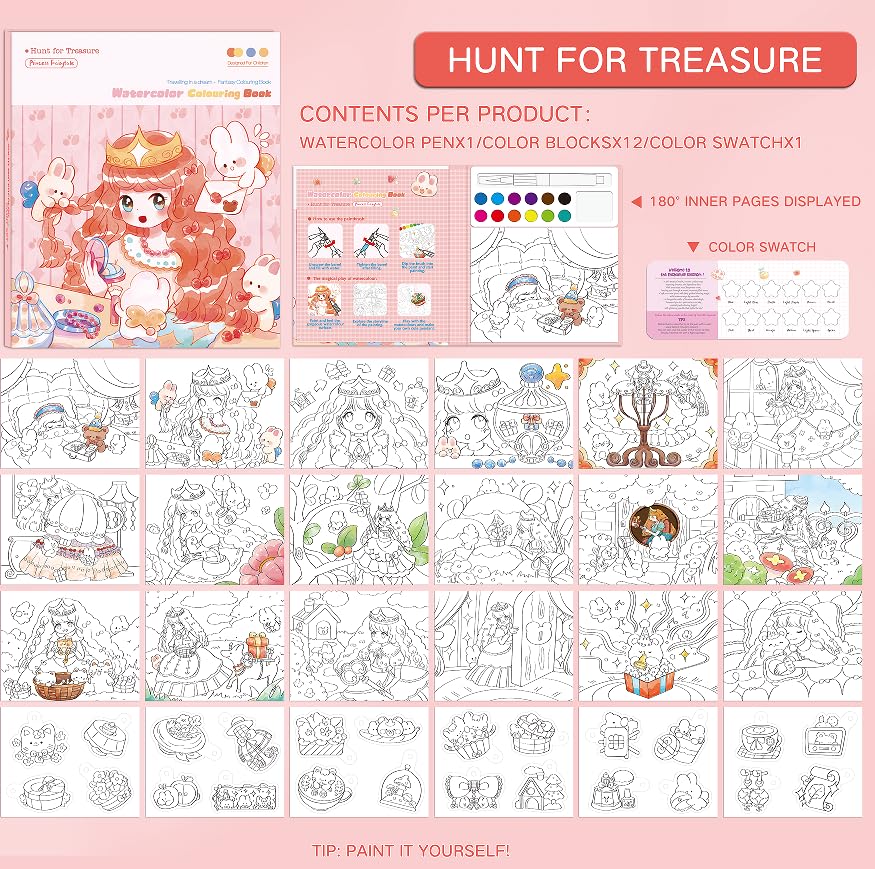 Watercolor Coloring Book Princess