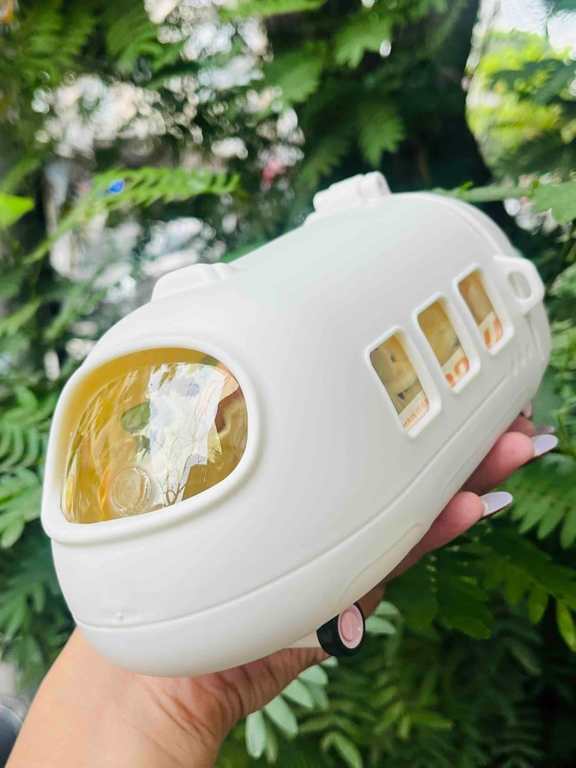 Plane Water Bottle with Straw White