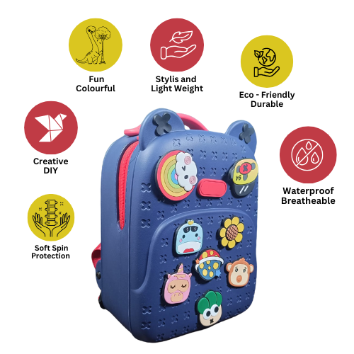 Waterproof Cartoon Kids Backpack-Blue