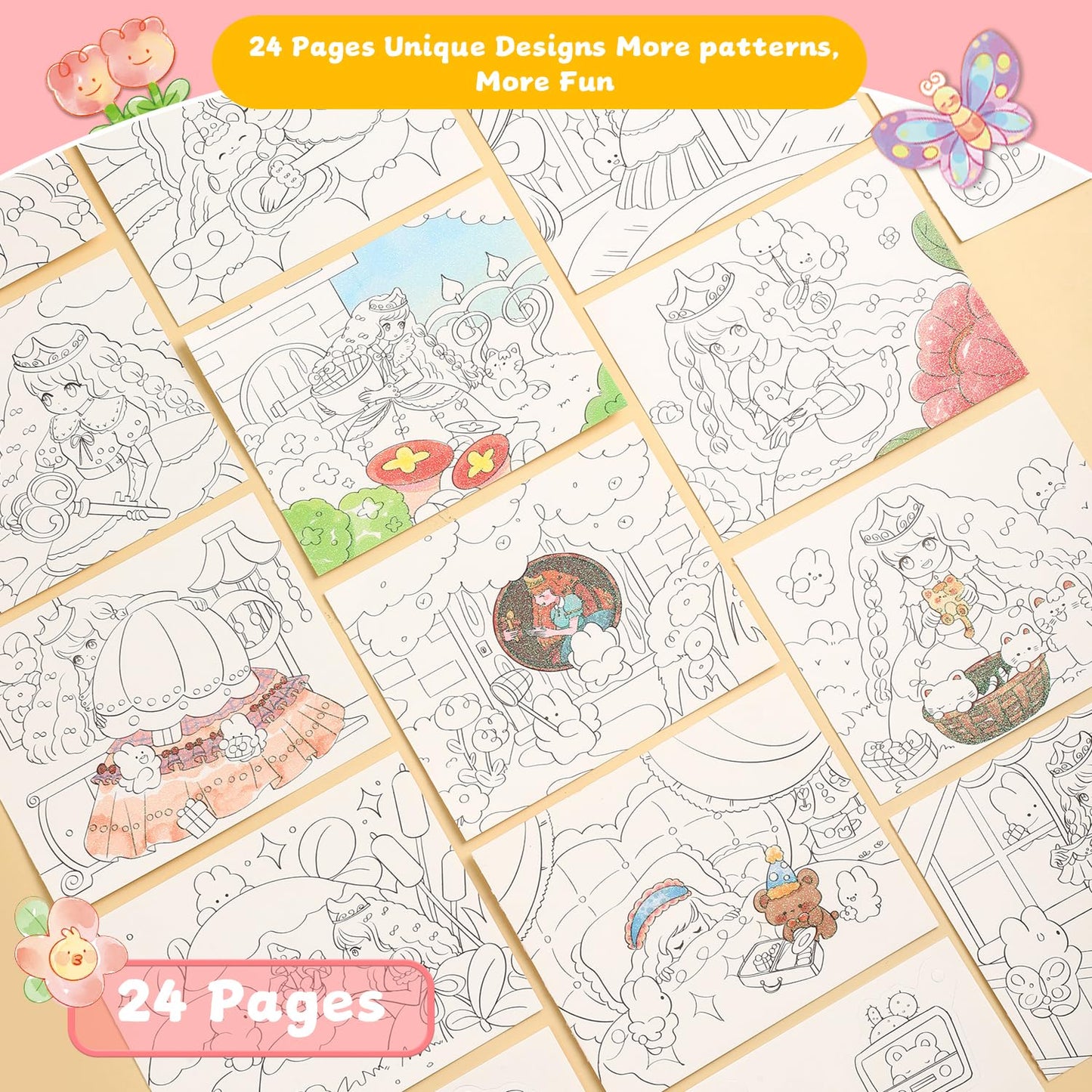 Watercolor Coloring Book Princess