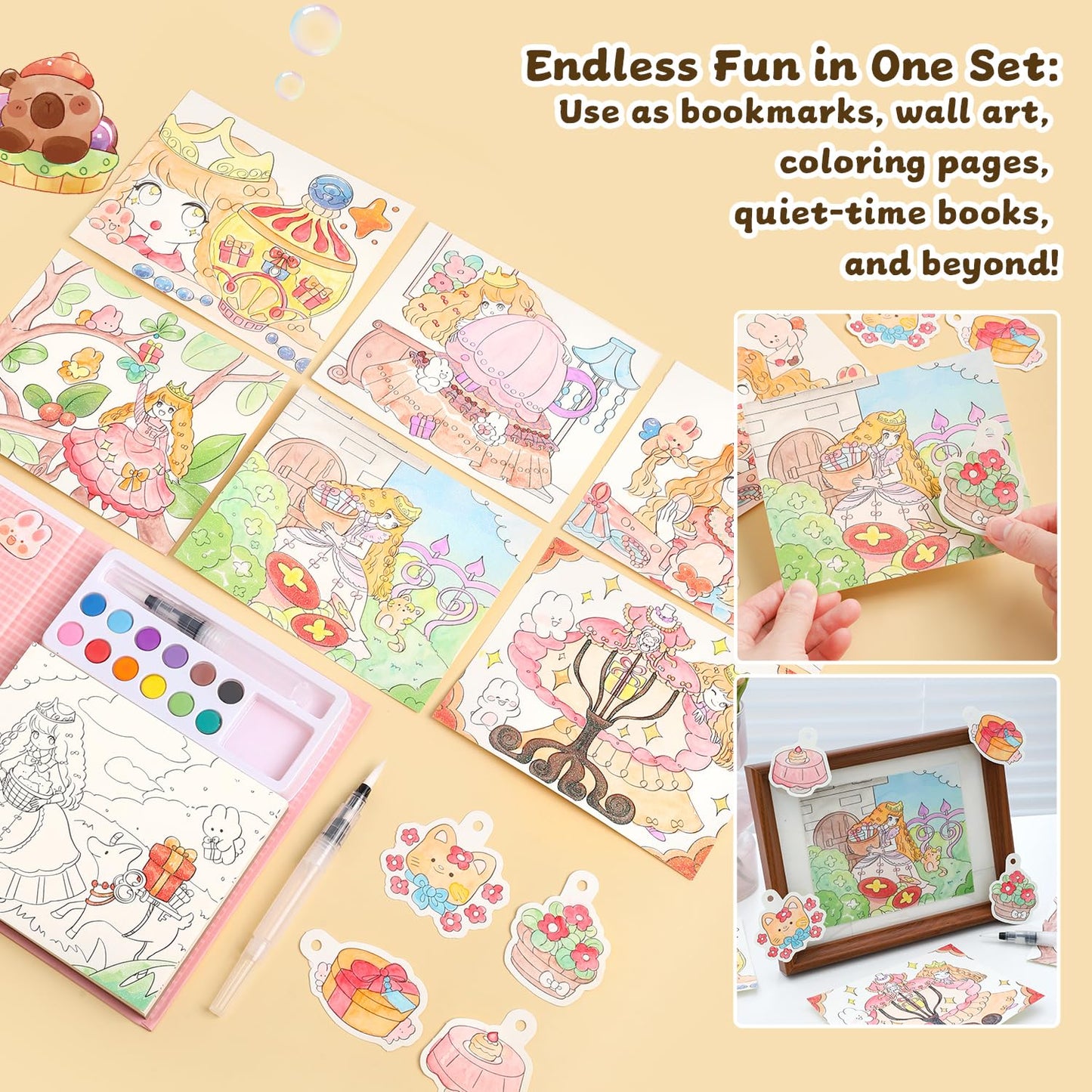 Watercolor Coloring Book Princess