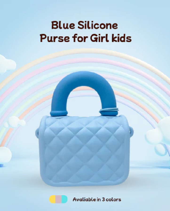 Silicone Kids Sling Bag with 3D Badges Blue