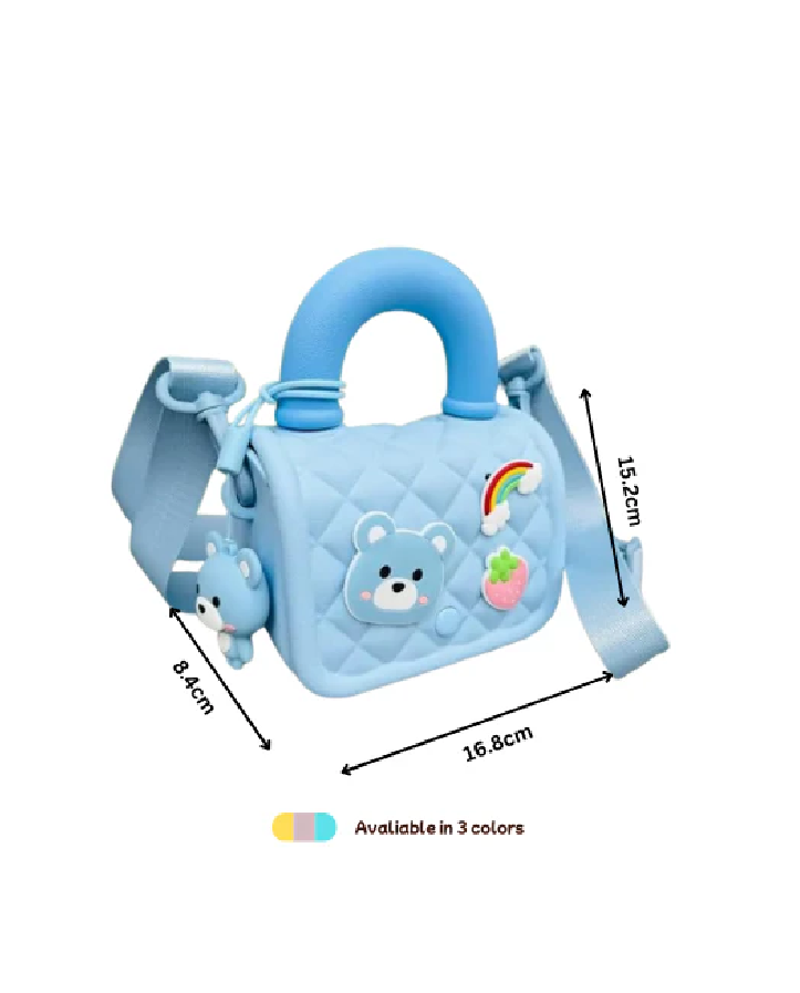 Silicone Kids Sling Bag with 3D Badges Blue