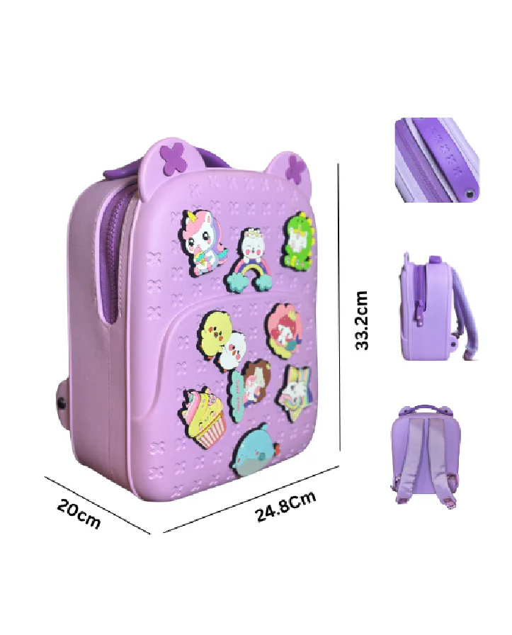Waterproof Cartoon Kids Backpack-Purple
