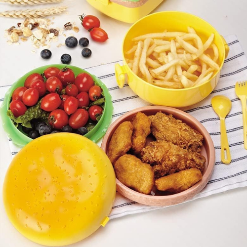 Leak-Proof Burger Shape Lunch Box Fun Design