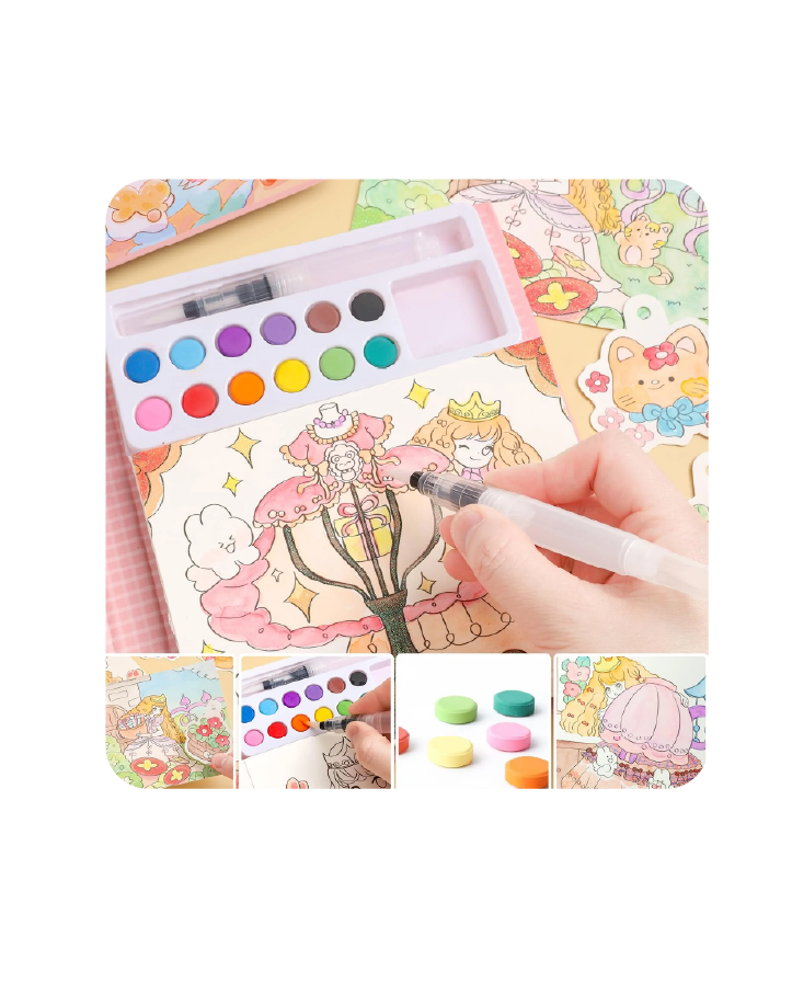 Watercolor Coloring Book Princess