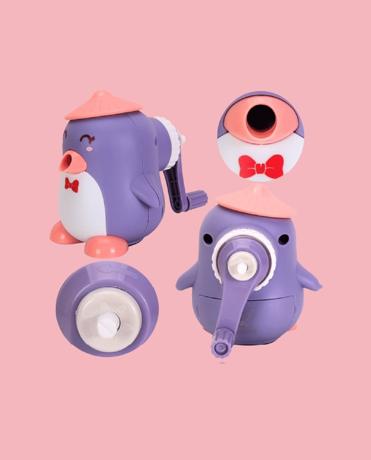 Penguin Shaped Table Pencil Sharpener Purple