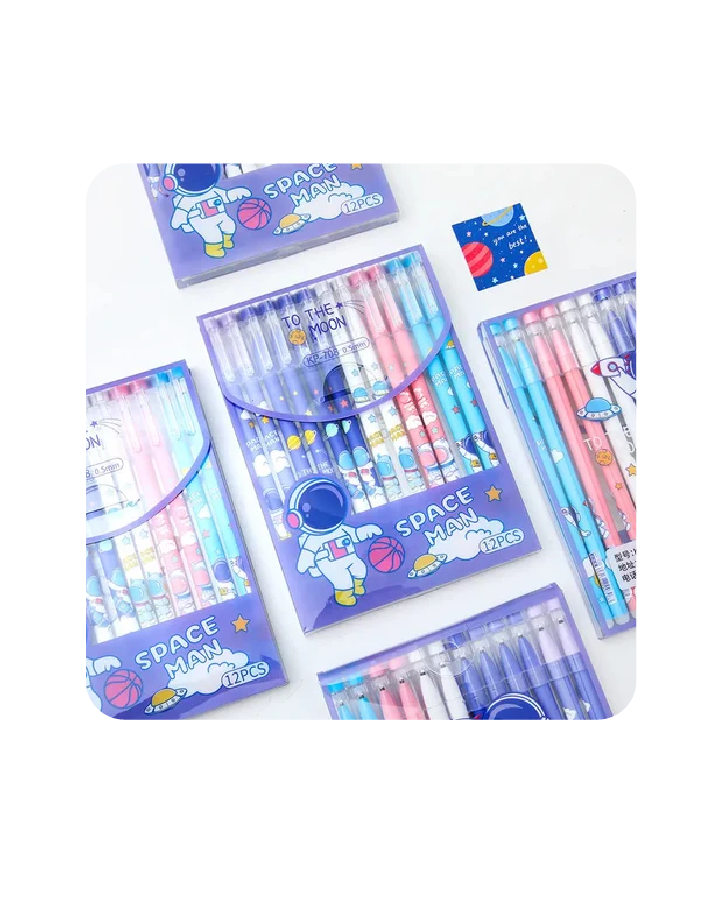 Erasable Gel Pen Set Astronaut Theme