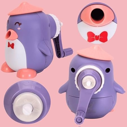 Penguin Shaped Table Pencil Sharpener Purple