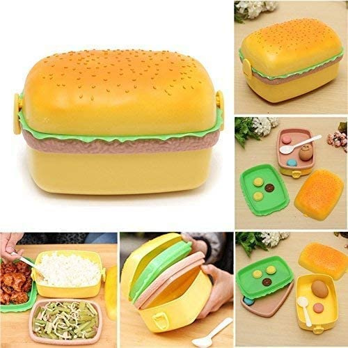 Burger Lunch Box with Spoon Fun Design