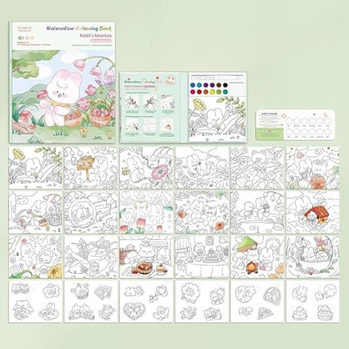Watercolor Coloring Book Rabbit