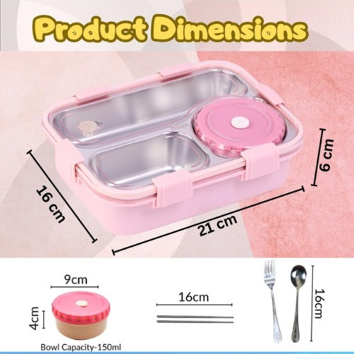 Leak-Proof Lunch Box with Cutlery Pink