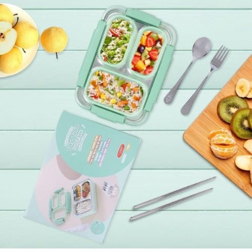 Leak-Proof Lunch Box with Cutlery Green