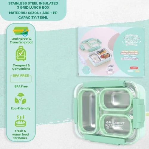 Leak-Proof Lunch Box with Cutlery Green