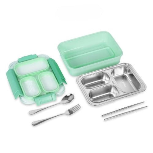 Leak-Proof Lunch Box with Cutlery Green