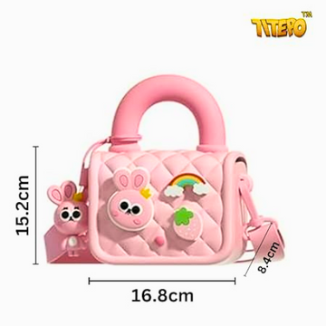 Silicone Kids Sling Bag with 3D Badges Pink
