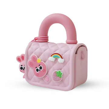 Silicone Kids Sling Bag with 3D Badges Pink