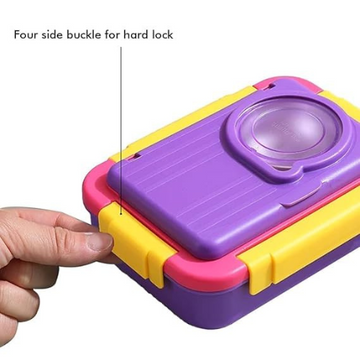 Steel Bento Lunch Box Purple, 5-Compartment