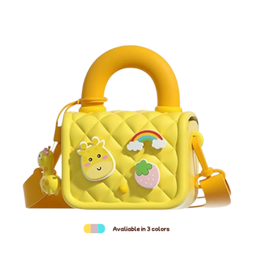 Silicone Kids Sling Bag with 3D Badges Yellow