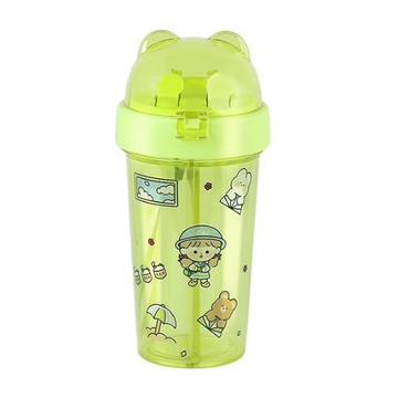 Dual-Drink Bottle with Double Straw Lime Green
