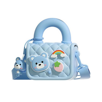 Silicone Kids Sling Bag with 3D Badges Blue