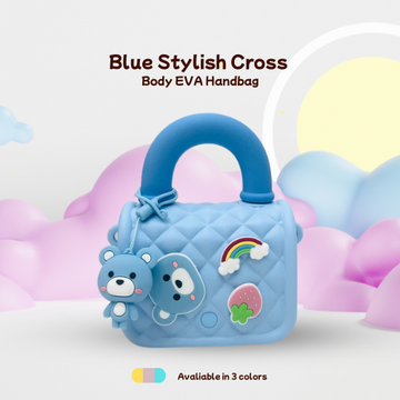Silicone Kids Sling Bag with 3D Badges Blue