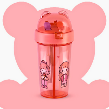 Dual-Drink Bottle with Double Straw Lilac