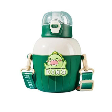 Insulated Stainless Steel Water Bottle Green Dino