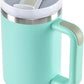 TITEPO Tumbler with Handle and Straw | Insulated Stainless Steel Double Wall Spill-Proof Water Bottle | Travel Mug | Cupholder-Friendly Vacuum Sealed Tumblers with Lid (Green)