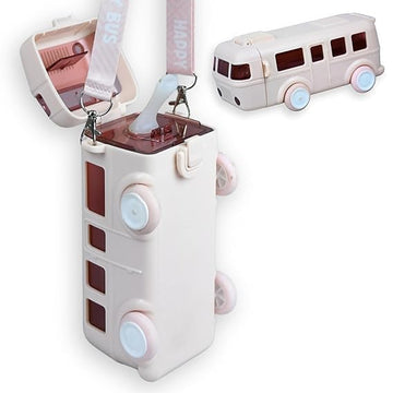 Bus Straw Water Bottle Pink