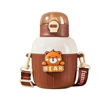 Stainless Steel Insulated Travel Mug with Straw Brown