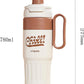 Stainless Steel Insulated Travel Mug with Straw Brown