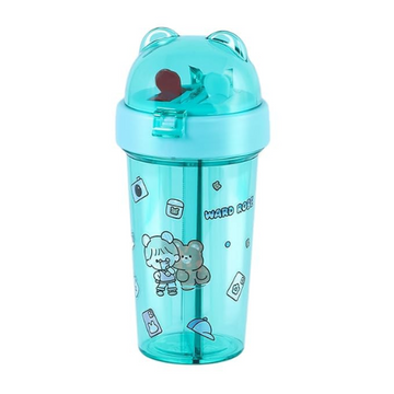 Dual-Drink Bottle with Double Straw Sea Green