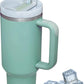 TITEPO Tumbler with Handle and Straw | Insulated Stainless Steel Double Wall Spill-Proof Water Bottle | Travel Mug | Cupholder-Friendly Vacuum Sealed Tumblers with Lid (Green)