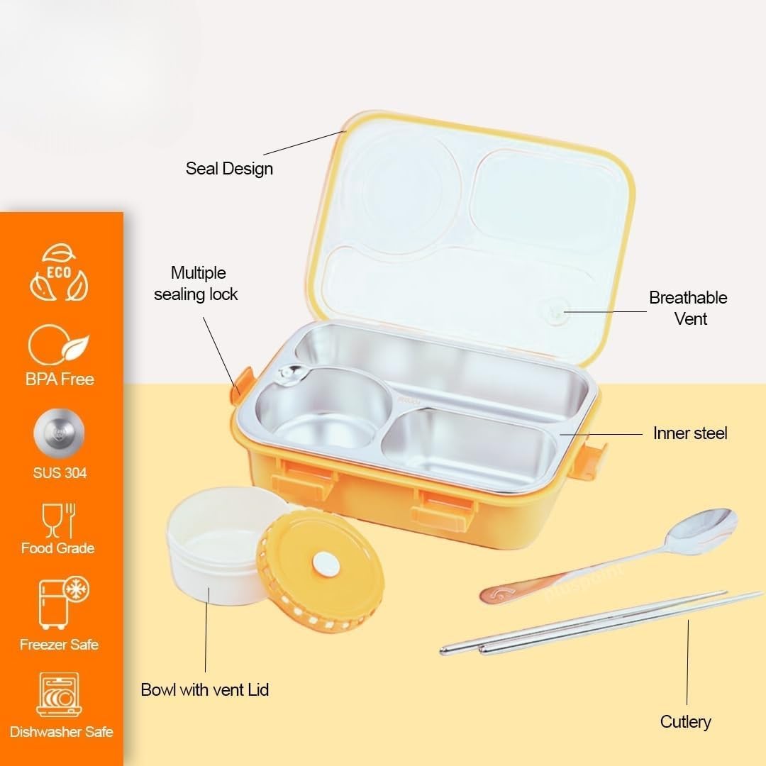 Insulated Bento Lunch Box Yellow