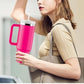 TITEPO Tumbler with Handle and Straw | Insulated Stainless Steel Double Wall Spill-Proof Water Bottle | Travel Mug | Cupholder-Friendly Vacuum Sealed Tumblers with Lid (Green)