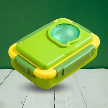 Steel Bento Lunch Box Green, 6-Compartment