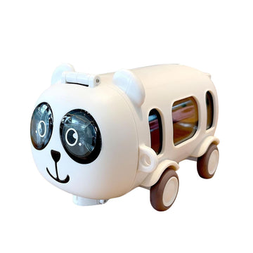 Panda Water Bottle with Straw White