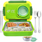 Steel Bento Lunch Box Green, 6-Compartment