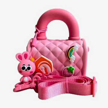 Silicone Kids Sling Bag with 3D Badges Pink