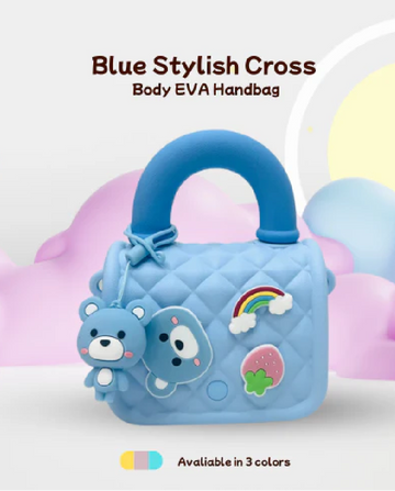 Silicone Kids Sling Bag with 3D Badges Blue